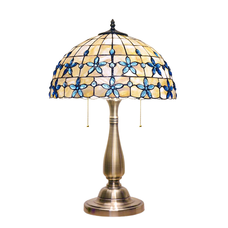 European Blue Beads Table  Lilac Shell Desk Lamp Mediterranean Decoration lamp  Bedroom Study Room Lampara | Decor Gifts and More