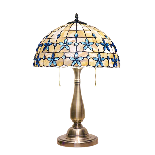 European Blue Beads Table  Lilac Shell Desk Lamp Mediterranean Decoration lamp  Bedroom Study Room Lampara | Decor Gifts and More