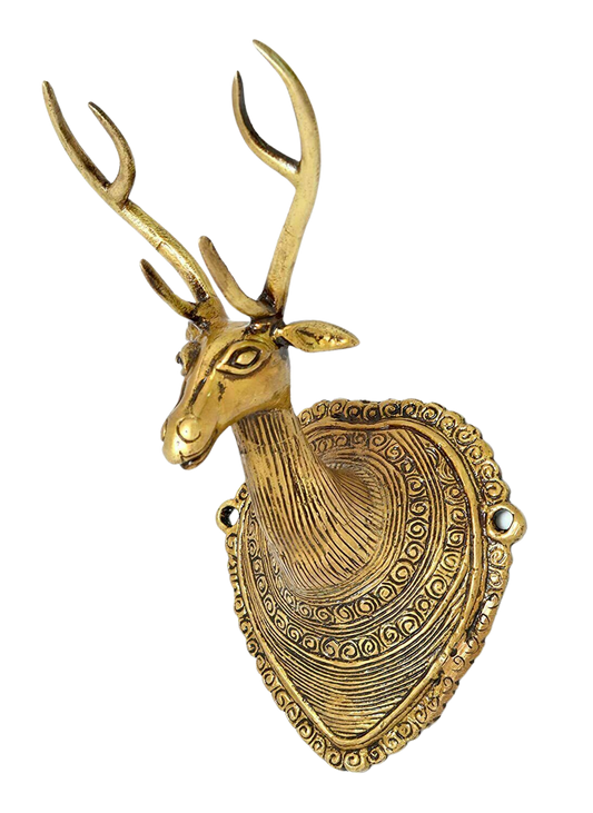 Imported Genuine Brass Vintage Deer Head Bust Wall Statue - Home Decor Gifts and More