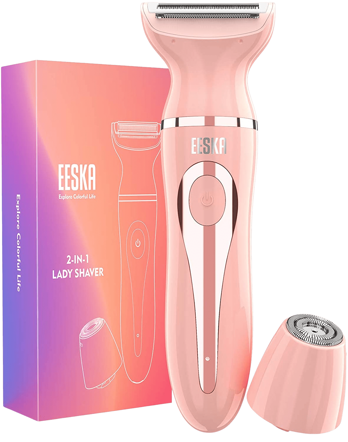 Electric Razor for Women, EESKA 2-in-1 Womens Shaver for Face Legs and Underarm, Portable Bikini Trimmer Ladies Shaver, IPX7 Waterproof Wet and Dry Hair Removal, Type C USB Recharge Pink - Home Decor Gifts and More