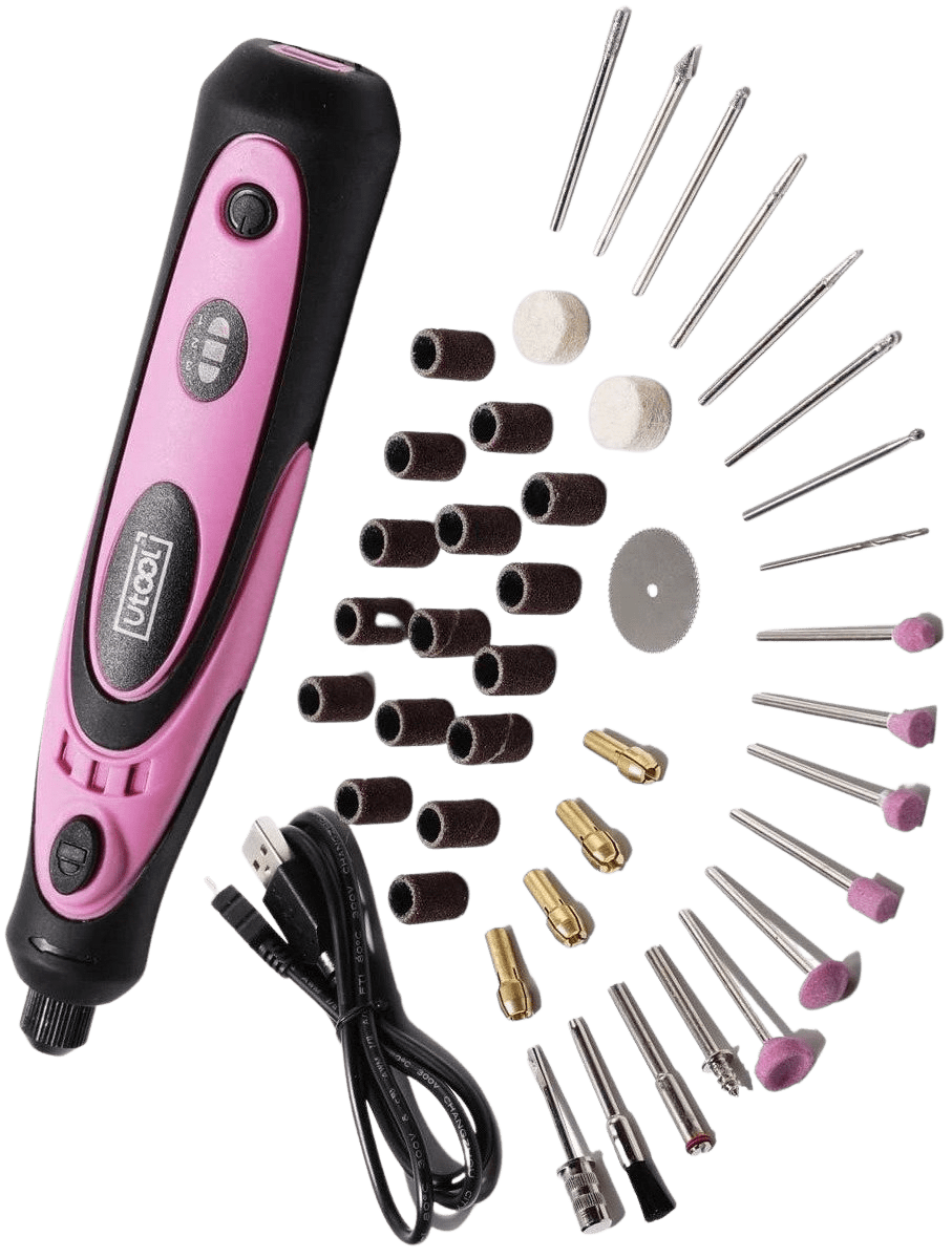 Utool Cordless Rotary Tool Kit 4V with 42 Accessories, USB Charging Cable and 3-Speed Mini Rotary Tool for Nail Trimming, Cutting, Drilling, Etching, Sanding, Engraving, Polishing &amp; DIY Crafts, Pink | Decor Gifts and More