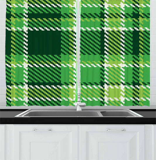 Retro Checkered Kitchen Curtains 2 Panel Set Window Drapes 55" X 39" | Decor Gifts and More