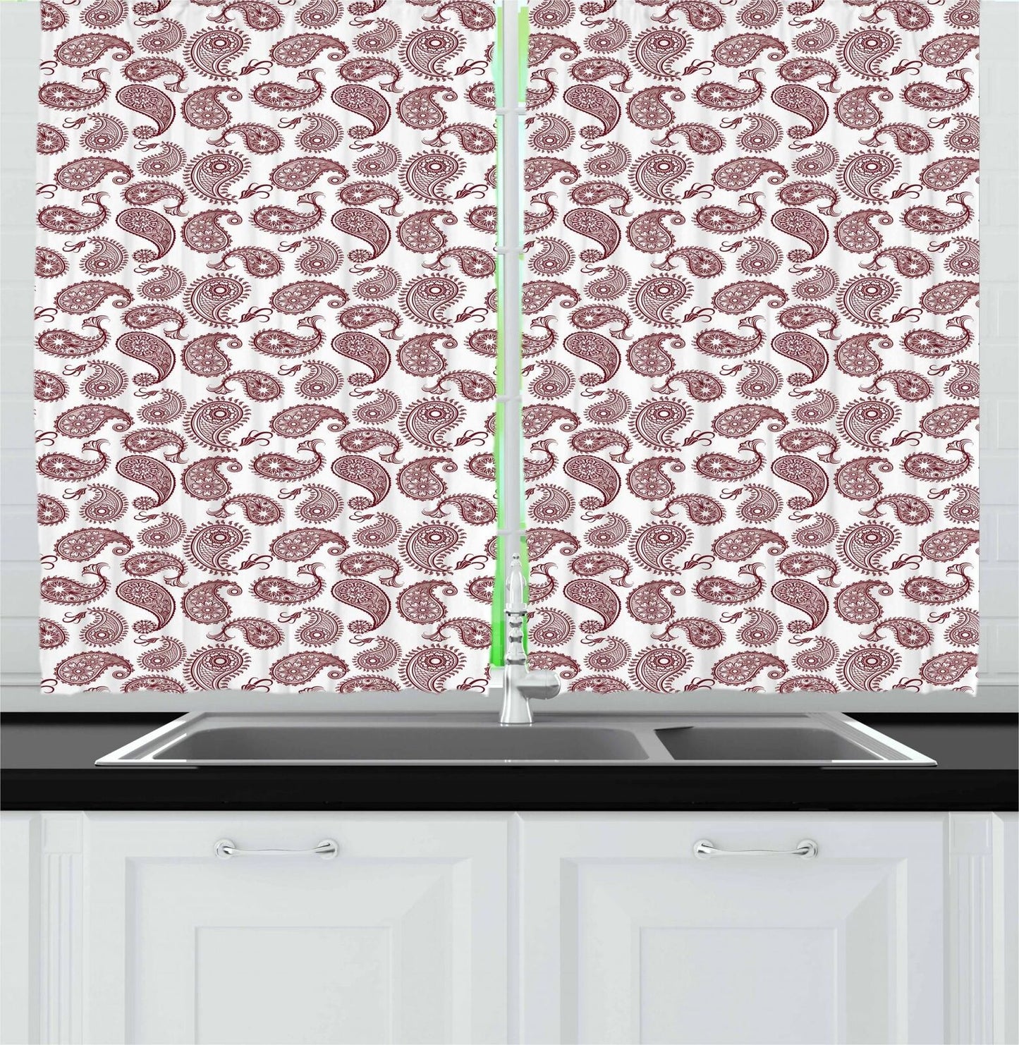 Paisley Kitchen Curtains 2 Panel Set Window Drapes 55" X 39" | Decor Gifts and More