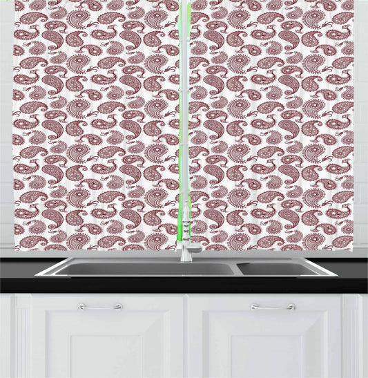 Paisley Kitchen Curtains 2 Panel Set Window Drapes 55" X 39" | Decor Gifts and More