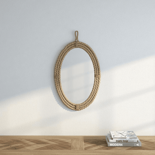 Medium Oval Brown Novelty Mirror Vertical Display with Sawtooth Hanger NEW - Home Decor Gifts and More