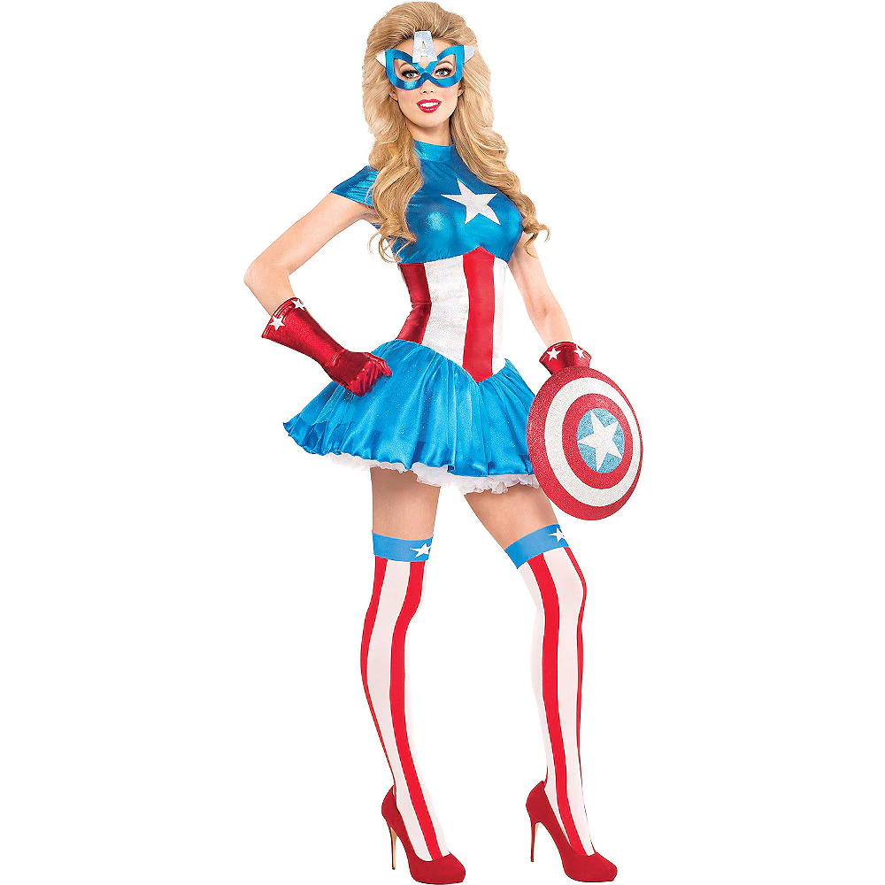 Marvel American Dream Womens Adult Small (2-4) 6 Piece Costume | Decor Gifts and More
