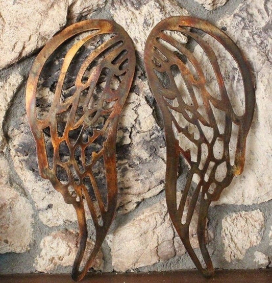 Angel Wings Copper/Bronze Plated Metal Wall Decor 15" tall x 6 " wide - Home Decor Gifts and More