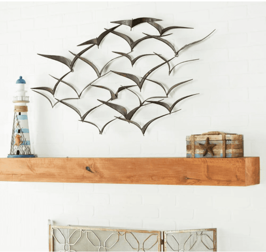 Metal Wall Art Sculpture of Flying Flocking Birds in 3D - Home Decor Gifts and More