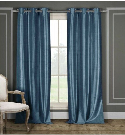 Bali Blue Silk Grommet Curtain Panel - Set of 2 | Decor Gifts and More