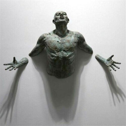 3D Through Wall Figure Sculpture Art Bronze Wall Statue | Decor Gifts and More