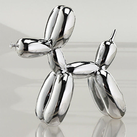 Collectible Silver Balloon Dog Modern Desktop Art Sculpture - Home Decor Gifts and More