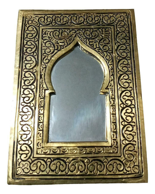 Moroccan  Small Bronze Hand Mirror Decoration Door shape - Home Decor Gifts and More