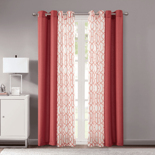 Kingswood Window Curtain Set, 4 Piece, Clay Brick | Decor Gifts and More