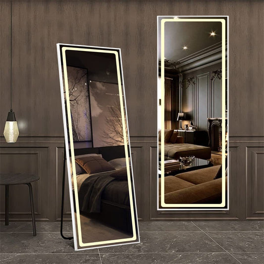 Aluminum Frame 63" Full Length Mirror Decor Wall Mounted Mirror with LED Lights - Home Decor Gifts and More