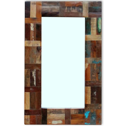 vidaXL Mirror Solid Reclaimed Wood-framed 31.5"x19.7" Retro-style Decoration 8718475995074 - Home Decor Gifts and More
