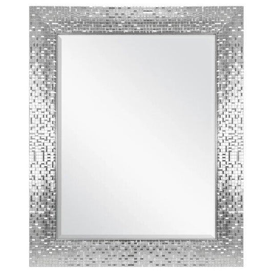 23x28 Inch Silver Glam Mosaic Tile Wall Mirror Bathroom Bedroom Home Decor New | Decor Gifts and More
