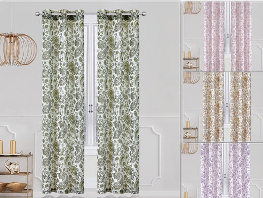 Paisley Window Curtain Panel With Grommets 84" Set of TWO | Decor Gifts and More