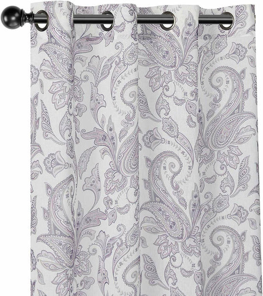 regal sheer grommet top paisley curtains - assorted colors