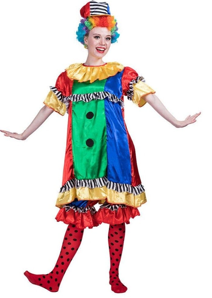 Carnival Clown Circus Adult Womens Halloween Costume Colorful Fancy Dress | Decor Gifts and More