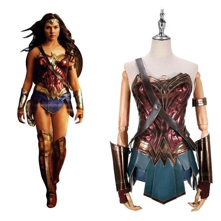 Wonder Woman Diana Prince Dress Adult Deluxe Cosplay Costume Halloween Outfit Set | Decor Gifts and More