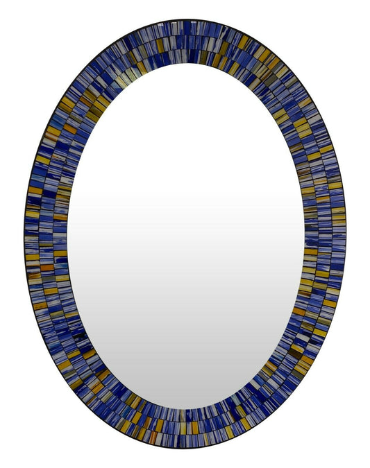 Home Gift Warehouse Handcrafted Decorative Oval Mosaic Wall Mirror Wall Art 32" - Home Decor Gifts and More