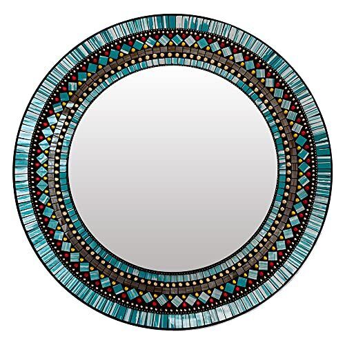Handcrafted Decorative 24" Mosaic Round Mirror Wall Decor by Home Gift Warehouse - Home Decor Gifts and More