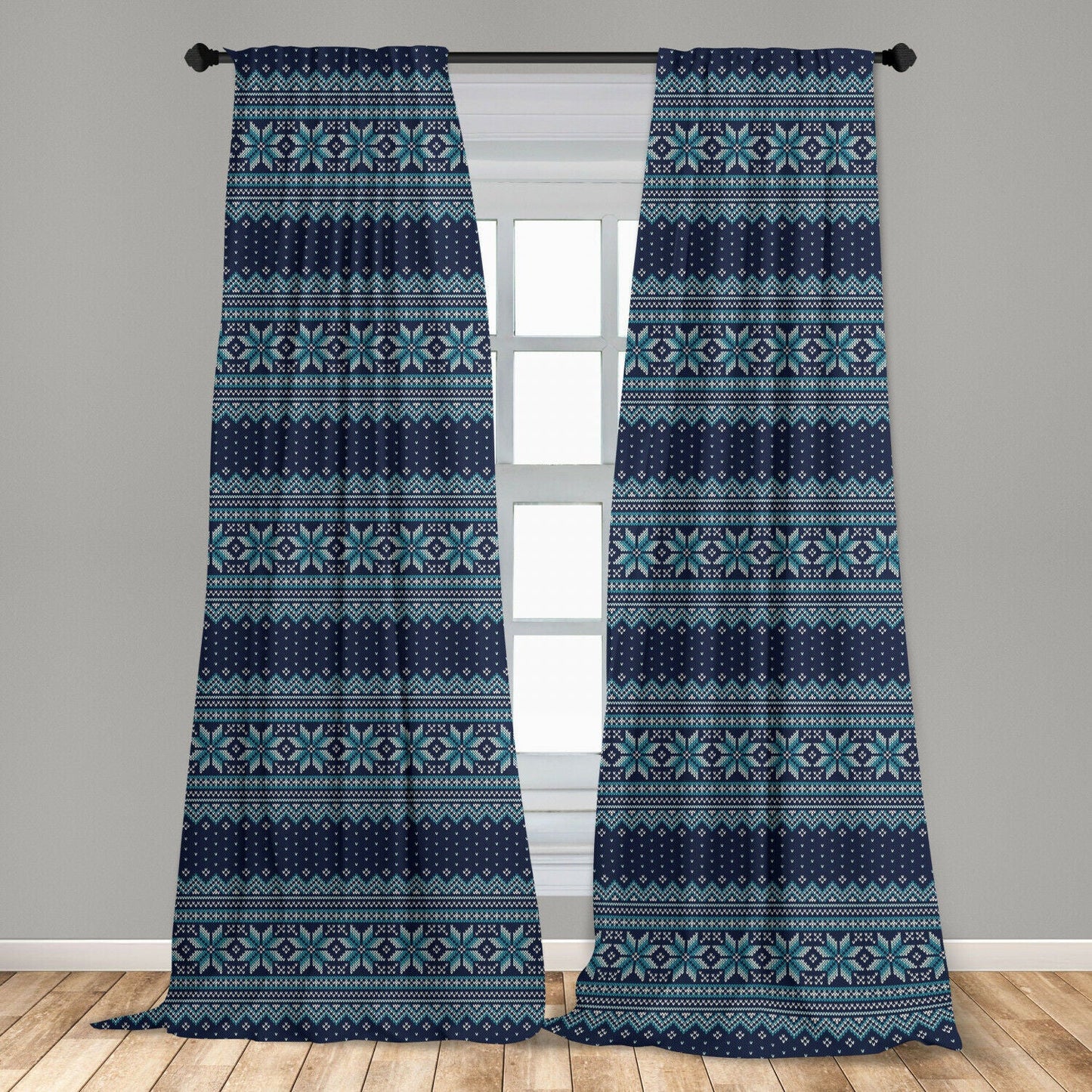 Blue Nordic Microfiber Curtains 2 Panel Set  in 3 Sizes | Decor Gifts and More