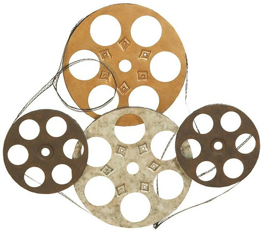 Nostaglic Movie Reel Retro Flick Wall Art Sculpture Galvanized Iron, Vintage - Home Decor Gifts and More