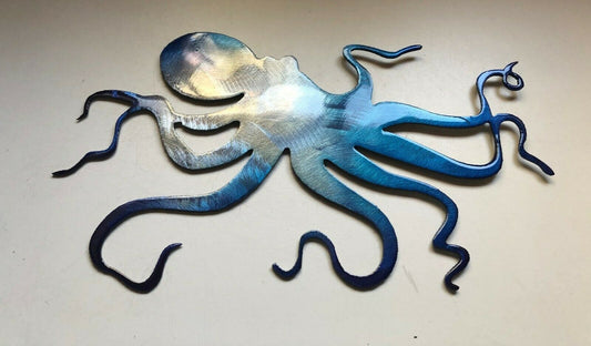 Ocean Octopus - Metal Wall Art - Blue Tinged  20" - Home Decor Gifts and More