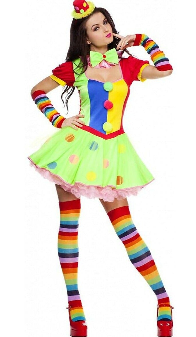 Med-XL Women Sexy Circus Clown Costume | Decor Gifts and More