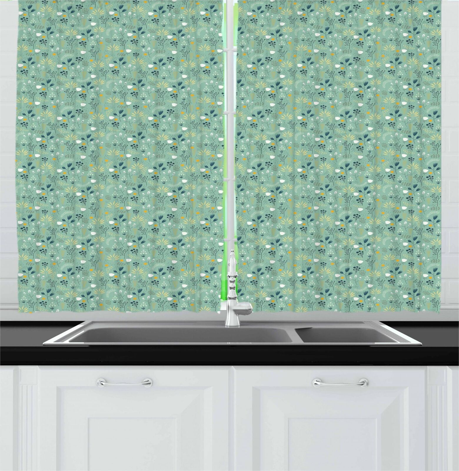 Feminine Garden Kitchen Curtains 2 Panel Set Window Drapes 55" X 39" | Decor Gifts and More
