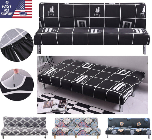 Stretch Armless Sofa Bed Cover Folding Couch Bed Futon Slipcover  Sofa Protector - Home Decor Gifts and More
