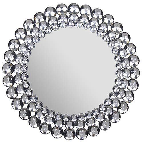 Everly Hart Collection Round Jeweled Accent Mirror 17" x 17 18FP1410E 38555553863 - Home Decor Gifts and More