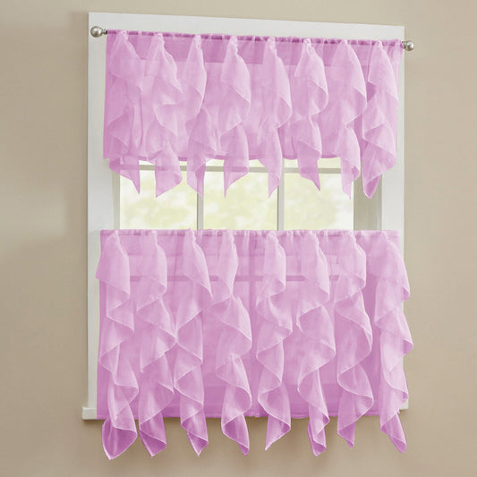 Lavender Sheer Voile Vertical Ruffle Window Kitchen Curtain Tiers or Valance - | Decor Gifts and More