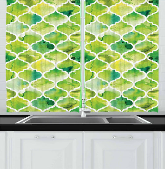 Watercolor Kitchen Curtains 2 Panel Set Window Drapes 55" X 39" | Decor Gifts and More