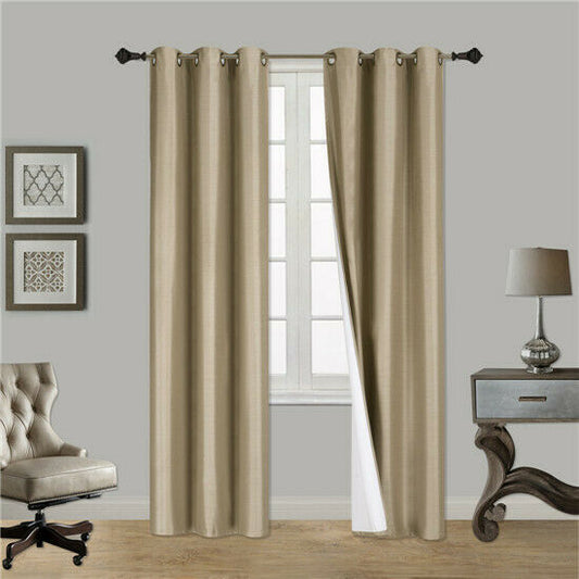 Deluxe Lined Bronze grommet Curtain Drape Set in All Colors | Decor Gifts and More