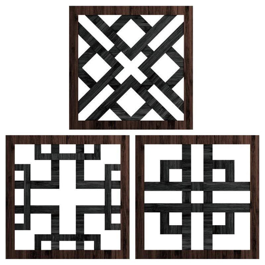 3 Pieces Thickened Rustic Wood Decor Square Wall Art Geometric Wall Decor Farm H | Decor Gifts and More