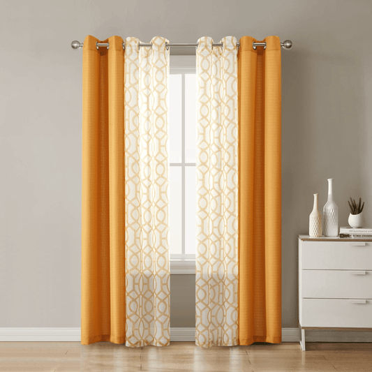 Kingswood 4 Piece Window Curtain Panel Set, Brown Butter | Decor Gifts and More