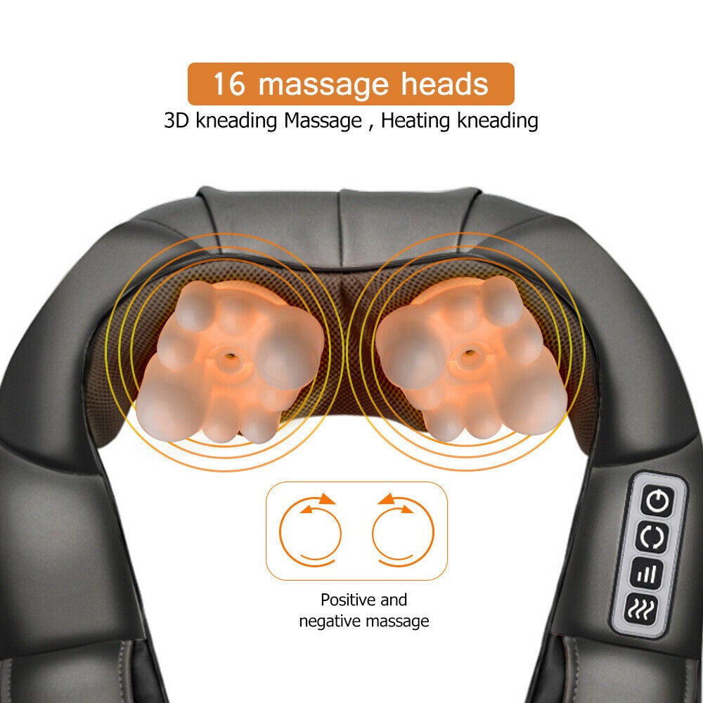 Electric Neck Shoulder Back Massager Shiatsu Deep Kneading Massage with Heating - Home Decor Gifts and More