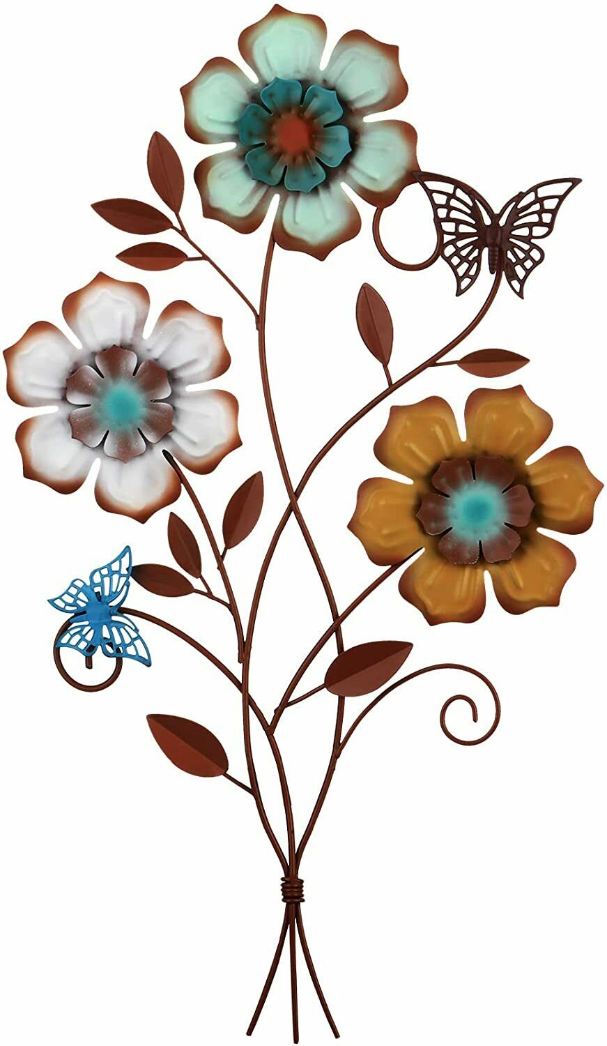 3-D Floral Rustic Farmhouse Metal Indoor Outdoor Art Sculpture | Decor Gifts and More
