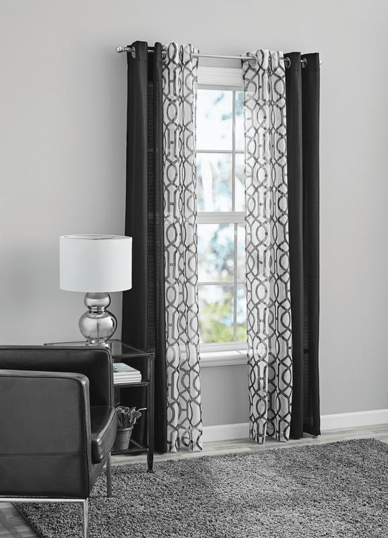 Black Gray Kingwood 4 Piece Grommet Curtain Set | Decor Gifts and More