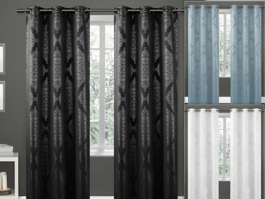 Empire Faux Silk Window Curtain Panel With Grommets 84" Set of TWO | Decor Gifts and More