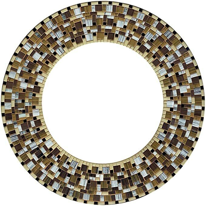 Zorigs Mirror Wall Art Décor – Handcrafted Decorative Wall Mirror, Brown Mosaic - Home Decor Gifts and More