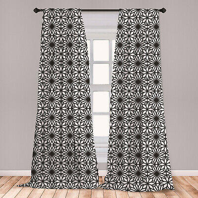 Modern Black and White Floral Luxury Microfiber Curtain Panels Set of 2 Window Drapes with Rod Pocket | Decor Gifts and More