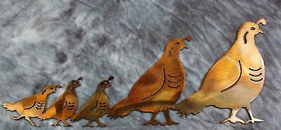 Arizona Quail Family - Metal Wall Art - Copper 17" x 7" - Home Decor Gifts and More