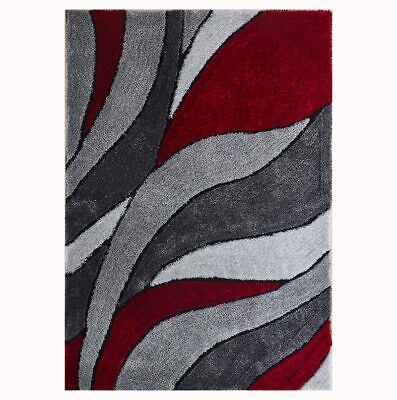 Abstract Decor Collection" Burgundy Soft Pile Hand Tufted Shag Area Rug Red Set - Home Decor Gifts and More