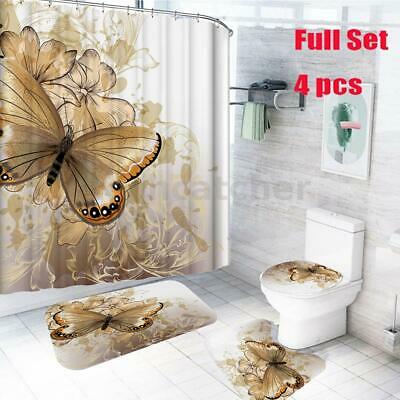 Butterfly Shower Curtain Anti-slip Bathroom Mat & Rug Set | Decor Gifts and More
