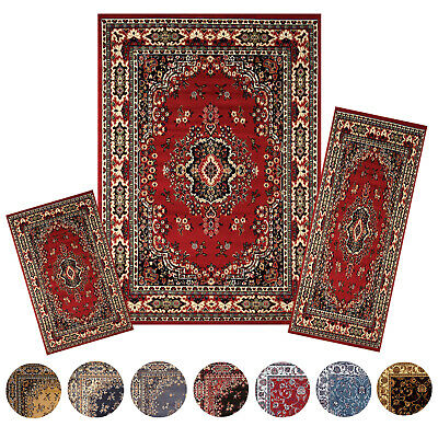Traditional Medallion Persian 3 Pcs Area Rug Oriental Bordered Runner Mat Set - Home Decor Gifts and More