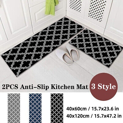 no-slip black and white contemporary geometry area rug set anti fatigue kitchen