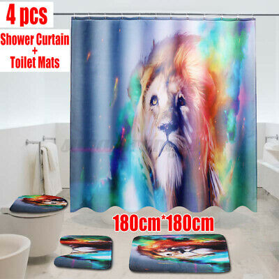 Animal Series Shower Curtain Bathroom Rug Set Bath Mat Non-Slip Toilet Lid | Decor Gifts and More